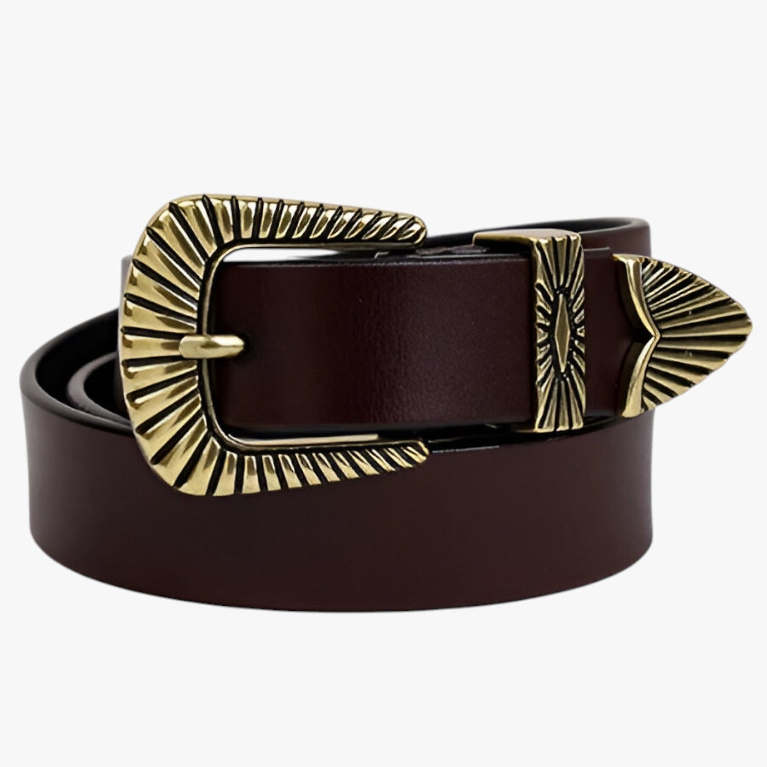 Cintura Western in Vera Pelle Marrone da Uomo per Jeans, Stile Cowboy con Fibbia Intagliata - caffè A 105cmx8.2cm - Belts cintura cintura western jeans pelle waist belt for women western Womens belt - Concept Palermo