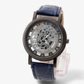 Reloj de cuarzo con correa de cuero y esfera romana