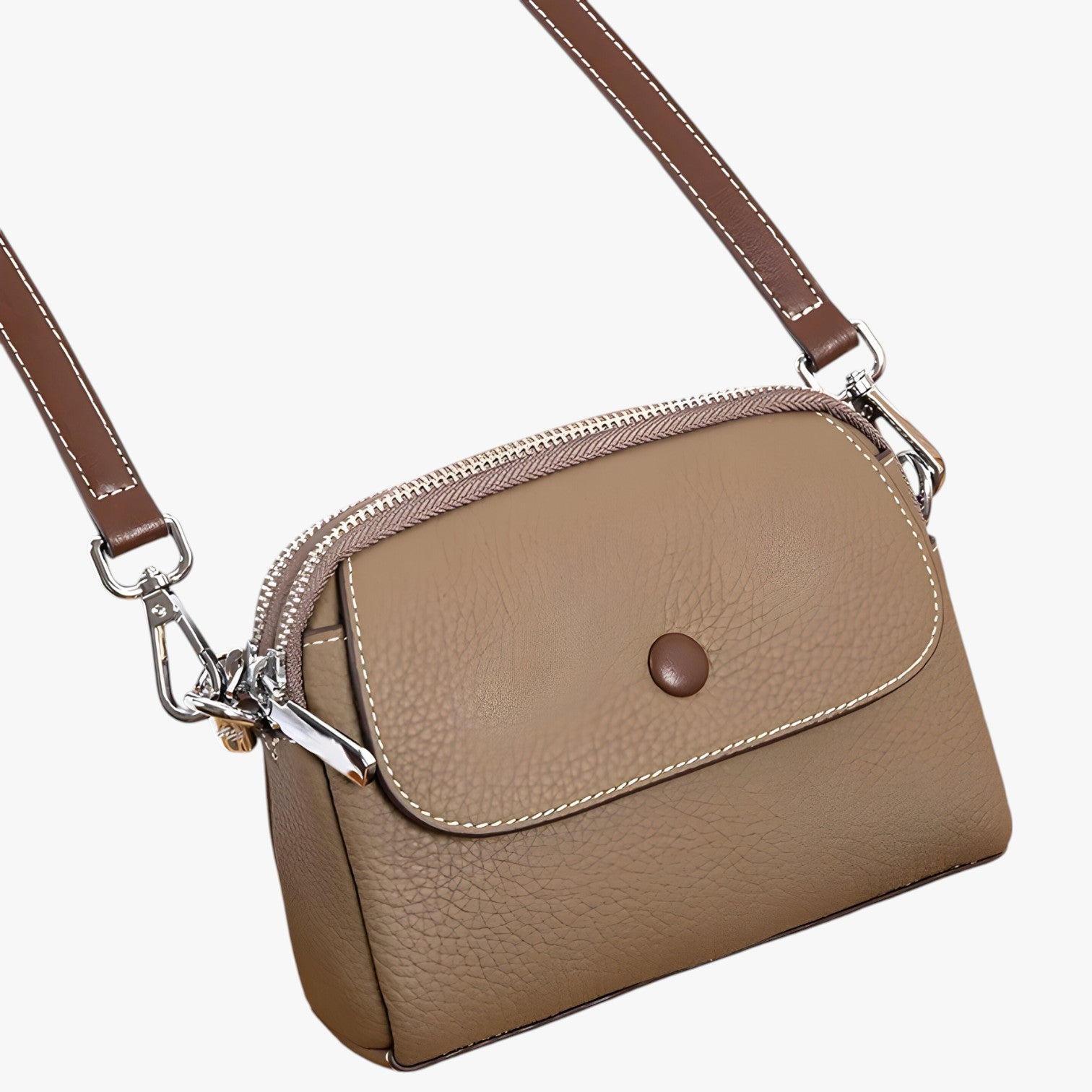 Borsa a Spalla Donna Grande in Pelle Sintetica Nera con Manici Regolabili - Khaki - alla bag Bags borsa borsa spalla capiente donna moda Shoulder Bags spalla women bag women bags - Concept Palermo