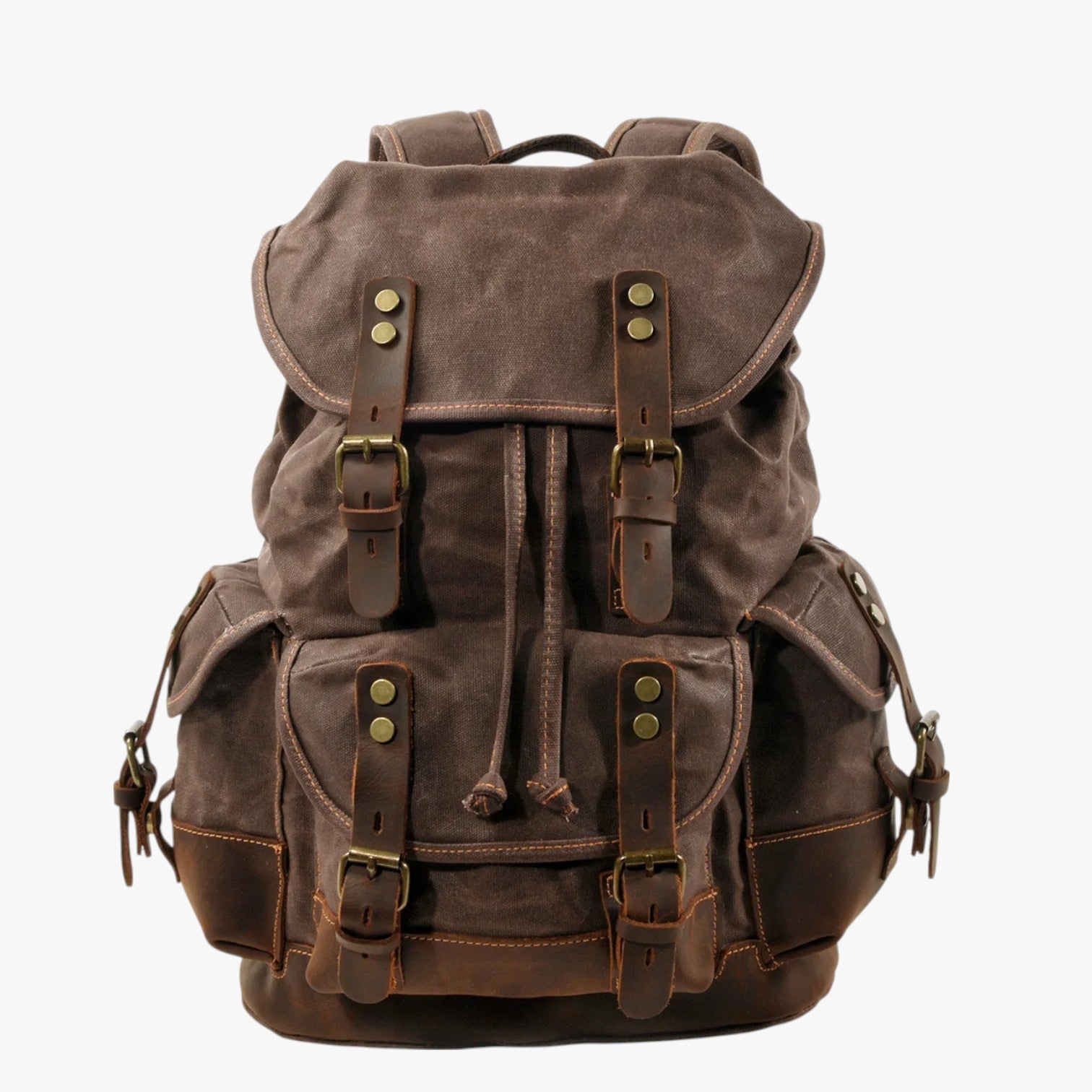 Zaino Escursionismo Tela e Pelle a Grande Capacità Uomo - marrone - bag Bags bags for men capacità escursionismo mens bag pelle tela uomo zaino zaino escursionismo - Concept Palermo