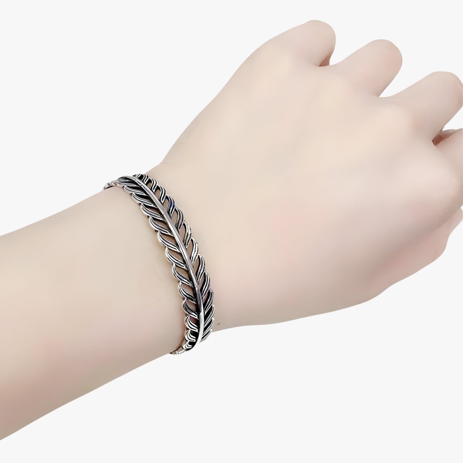 Bracciale in Argento 925 con Piuma Dorata Stile Vintage Punk Pelle - - bracciale bracciale piuma BRACELET bracelet for men BRACELETS dorata jewelry mens bracelet pelle piuma punk stile - Concept Palermo