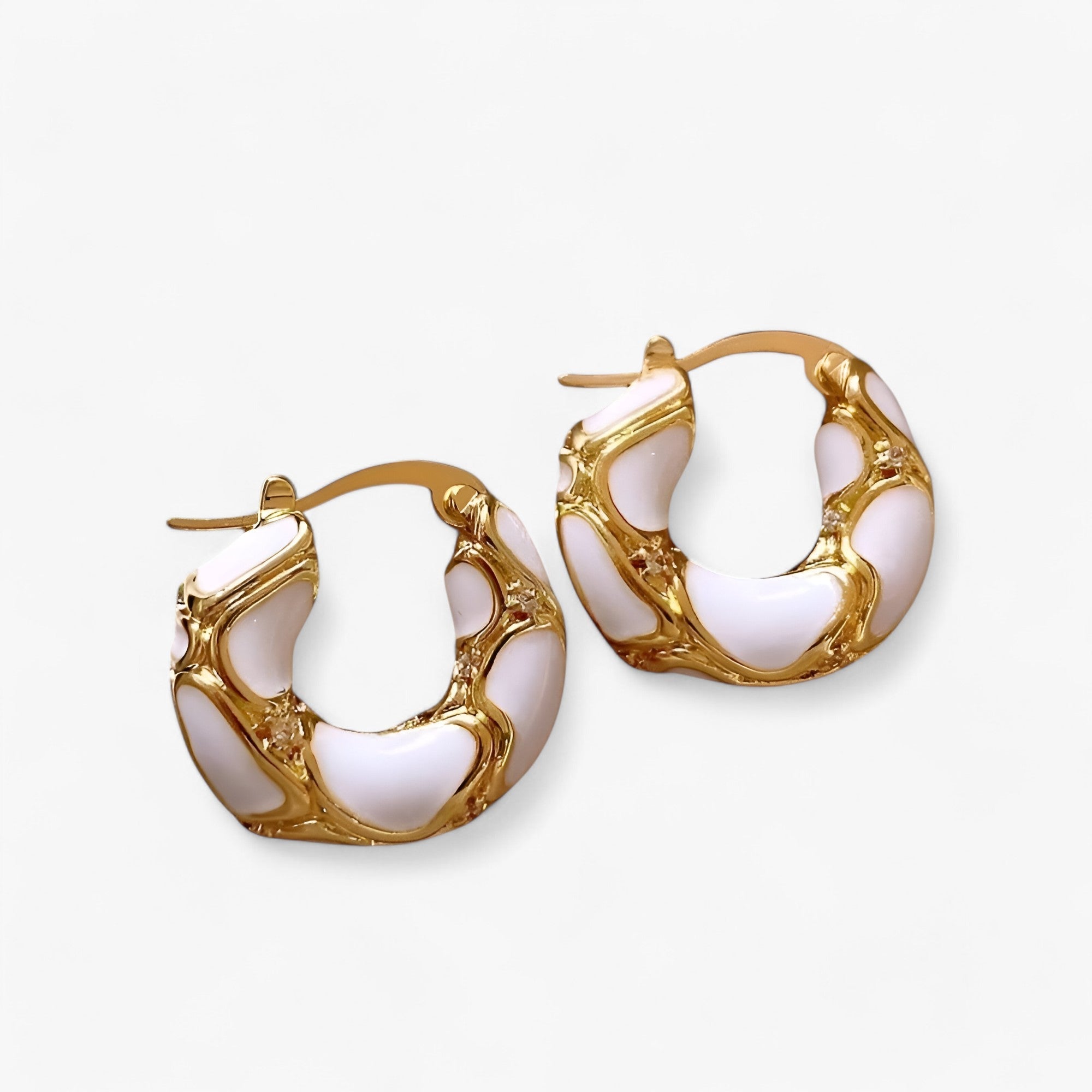 Orecchini a cerchio con smalto vintage - Lusso di tendenza Donna - Oro giallo chiaro MULTI - cerchio donna Earrings Gift Gifts for women jewelry orecchini orecchini cerchio smalto tendenza vintage WOMEN - Concept Palermo