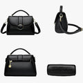 Bolso bandolera negro para mujer de piel auténtica elegante con solapa y cierre magnético