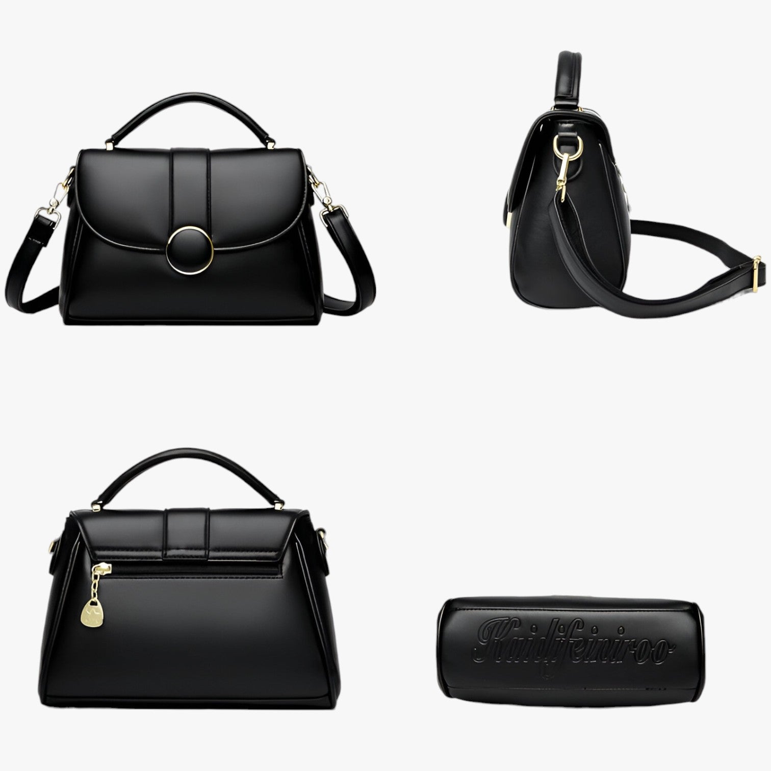 Borsa a Tracolla Donna Nera in Vera Pelle Elegante con Patta e Chiusura Magnetica - - Bags borsa borsa tracolla donna firmata handbags tracolla women bags Women's handbags - Concept Palermo
