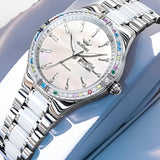 Luxuriöse mechanische Damenuhr mit Automatikwerk, elegant, mit Edelstahlarmband