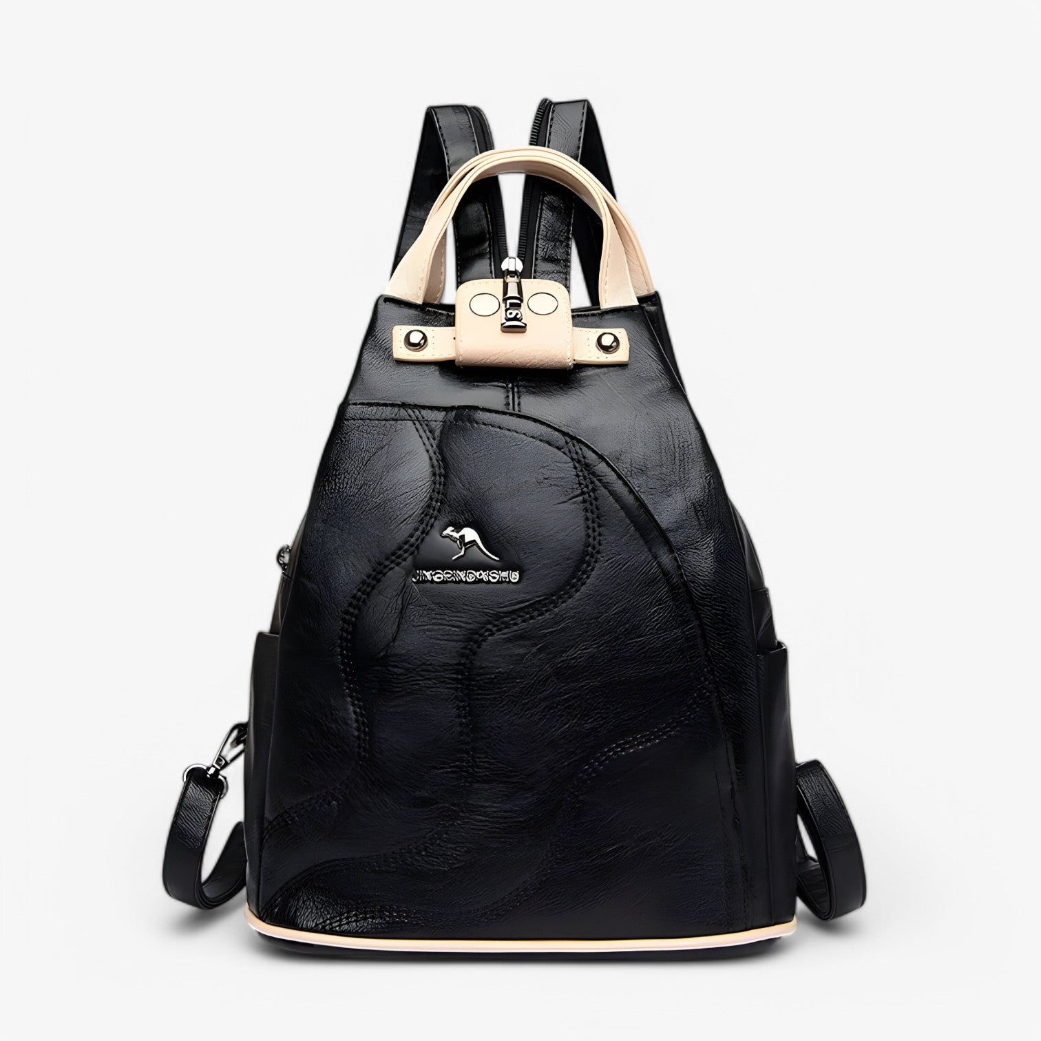 Zaino Uomo Grande in Vera Pelle Nera - Elegante, Sicuro per Lavoro, Università e Viaggi - Nero e Cachi - Backpacks Bags pelle sicuro spazioso uomo viaggi women bags zaino zaino pelle - Concept Palermo