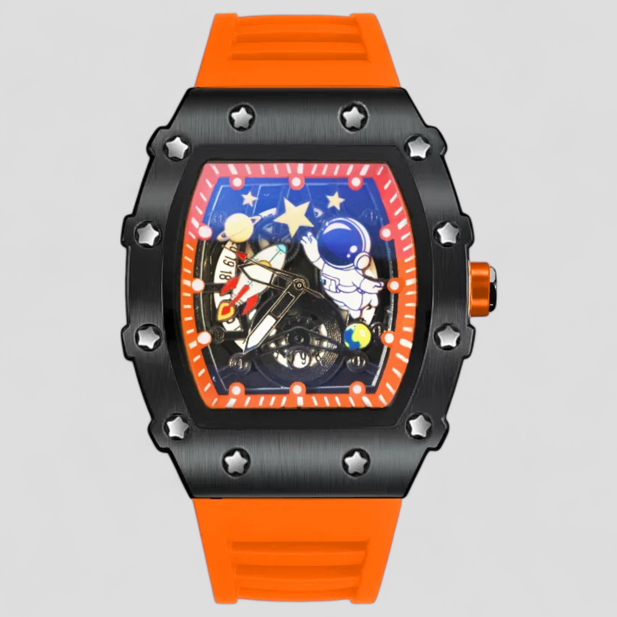 Orologio Meccanico Uomo Estivo Personalizzabile, Cassa Acciaio, Cinturino in Tessuto - Arancia - estivo meccanico orologio orologio meccanico personalizzato uomo watch for men watch for women watches WATCHES FOR MEN - Concept Palermo