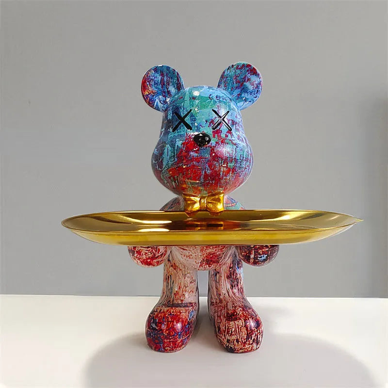 Statua di orso CraftBear con vassoio, decorazione da tavolo in resina per casa o ufficio - Fulmine - craftbear home home & garden orso Skulptur Statue statua tray vassoio - Concept Palermo