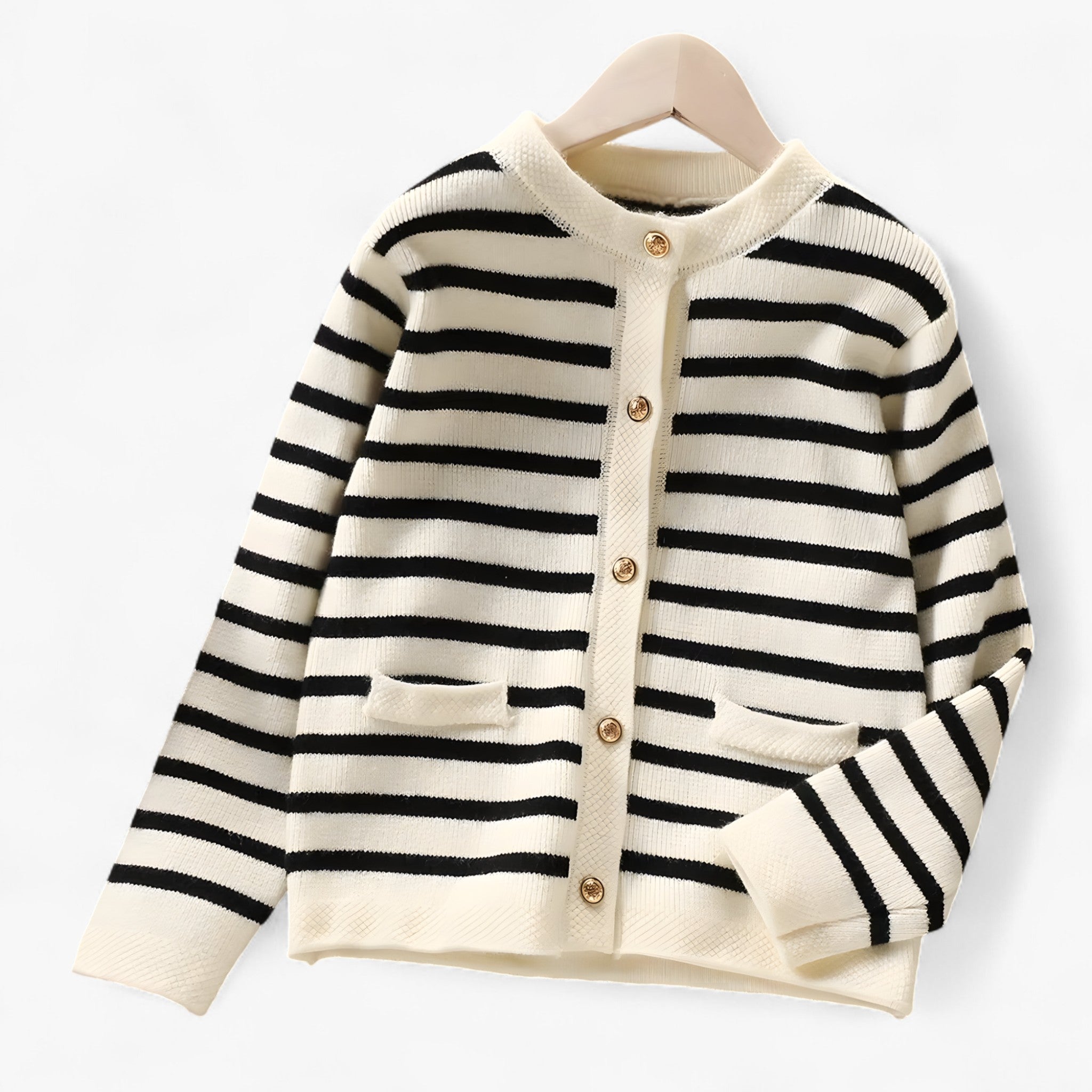 Cardigan classico a righe Comfort senza tempo con dettagli chic Pelle - - cardigan cardigan righe chic comfort dettagli jacket pelle righe tempo - Concept Palermo