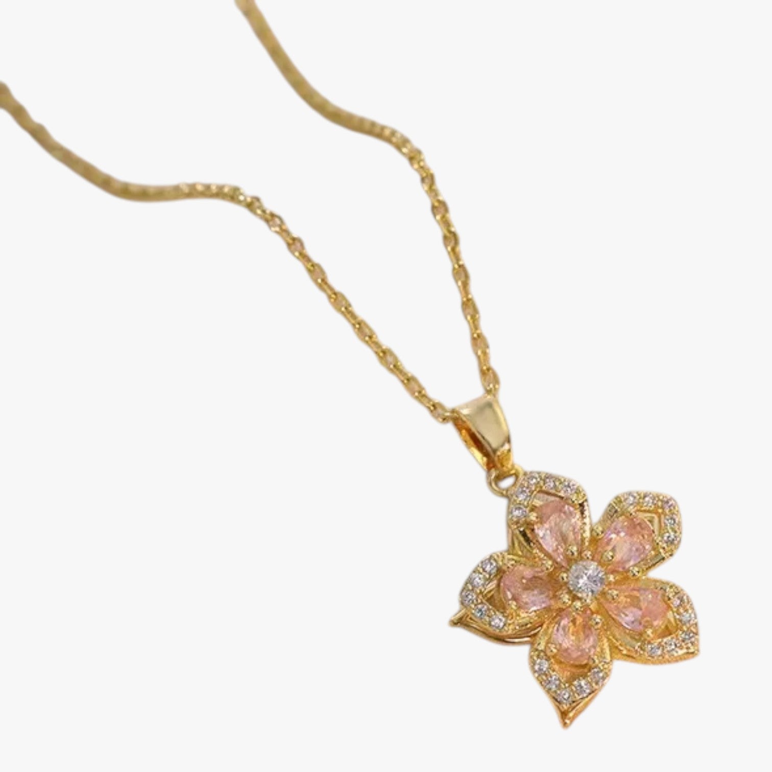 Collana con fiore in oro e zircone rotante Lana Donna - Rosa girevole - collana collana fiore donna Fashion Necklaces fiore jewelry lana necklace NECKLACES Necklaces for Women rotante zircone - Concept Palermo