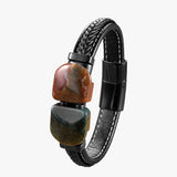 Herenarmband van natuursteen en leer cadeau 2025