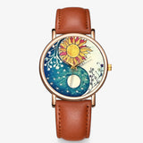Fashionhorloge met zon- en maanwijzerplaat - artistiek design