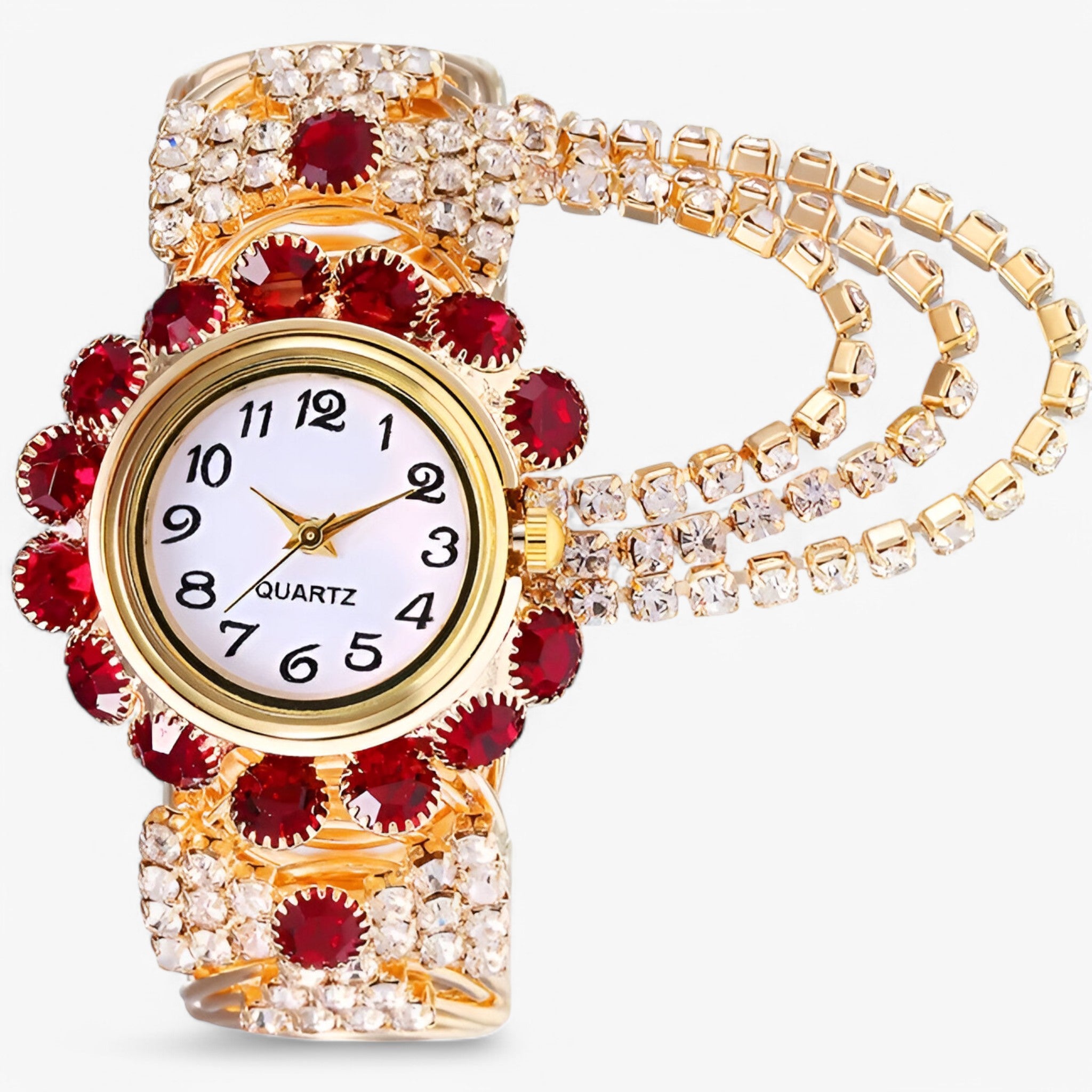 Orologio al quarzo con strass e cinturino in acciaio Uomo - Rossa - acciaio cinturino female watch orologio orologio quarzo quarzo strass uomo watch for women watches - Concept Palermo