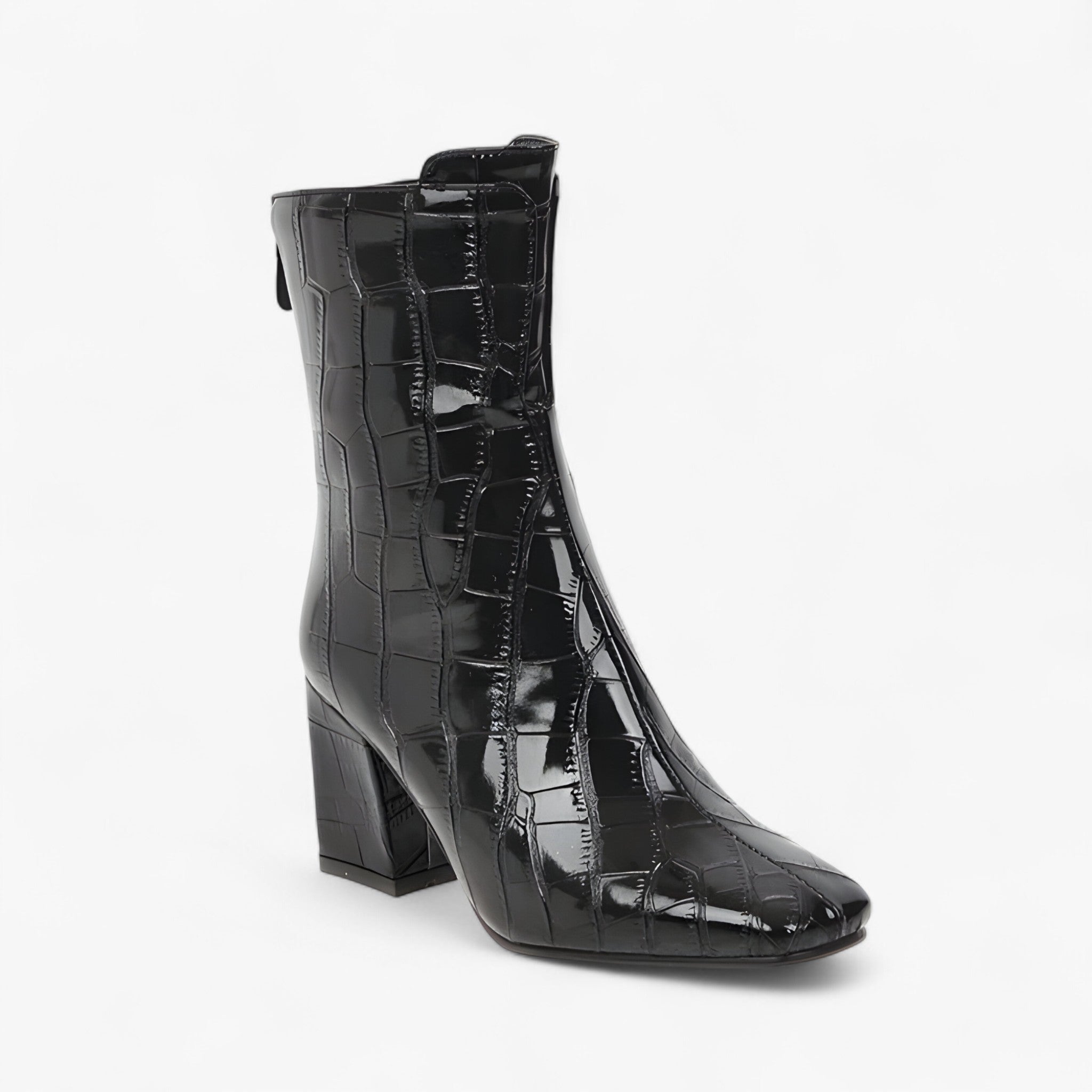 Stivaletti in pelle effetto coccodrillo lucido - Nera - BOOTS Boots & Shoes coccodrillo effetto lucido pelle shoes stivaletti stivaletti pelle - Concept Palermo