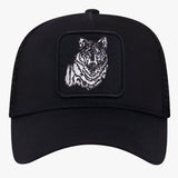 Ademende Zomerse Linnen Pet voor Heren met Grijze Wolfprint, One Size  
