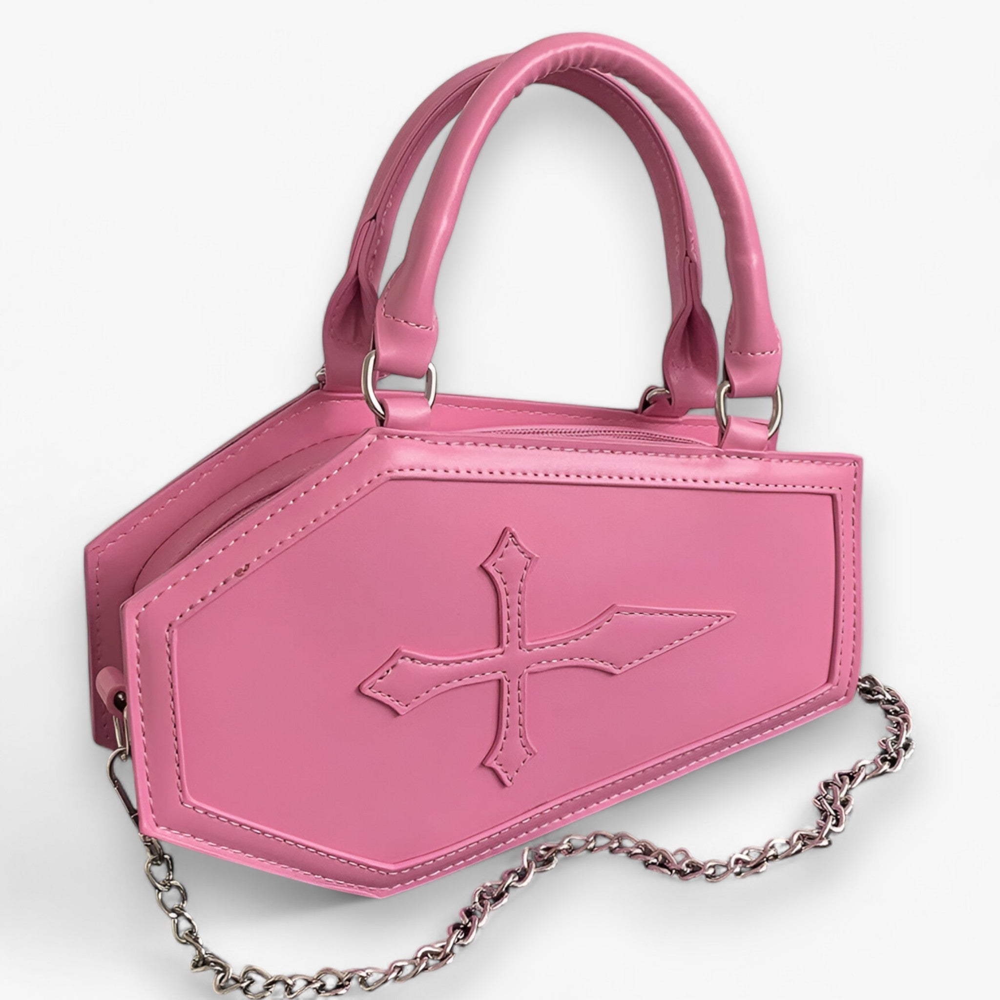 Borsa a Catena Nera Donna Elegante e Spaziosa con Manico Superiore per Feste e Serate - Rosa 24.5cmx6cmx15cm - bags borsetta borsetta catena catena cosplay halloween handbags manico Shoulder Bags women spaziosa women bags women's bags - Concept Palermo