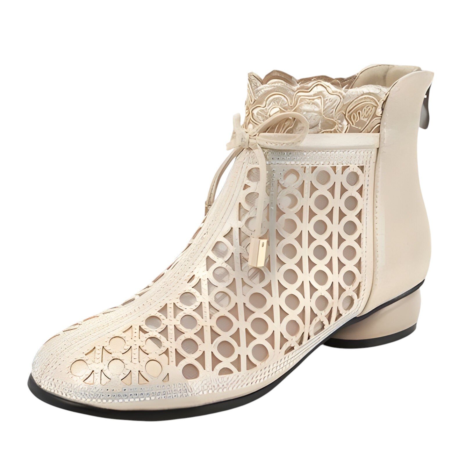 Stivaletti Donna Neri in Vera Pelle con Rete, Tacco a Spillo Eleganti e Traspiranti - Oro - BOOTS Boots & Shoes estivi pelle rete shoes spillo stivaletti stivaletti estivi tacco - Concept Palermo