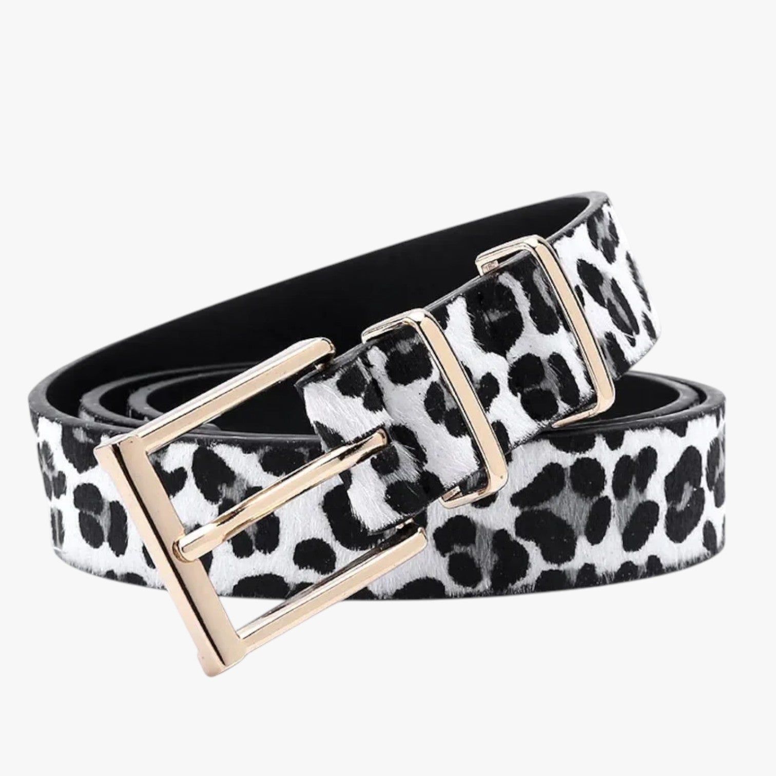 Cintura Donna in Vera Pelle Leopardata con Fibbia Elegante - Bianco - Belts cintura cintura pelle fibbia leopardata pelle waist belt for women Womens belt - Concept Palermo