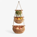 Cesta de frutas de yute de 3 niveles para colgar para hombre