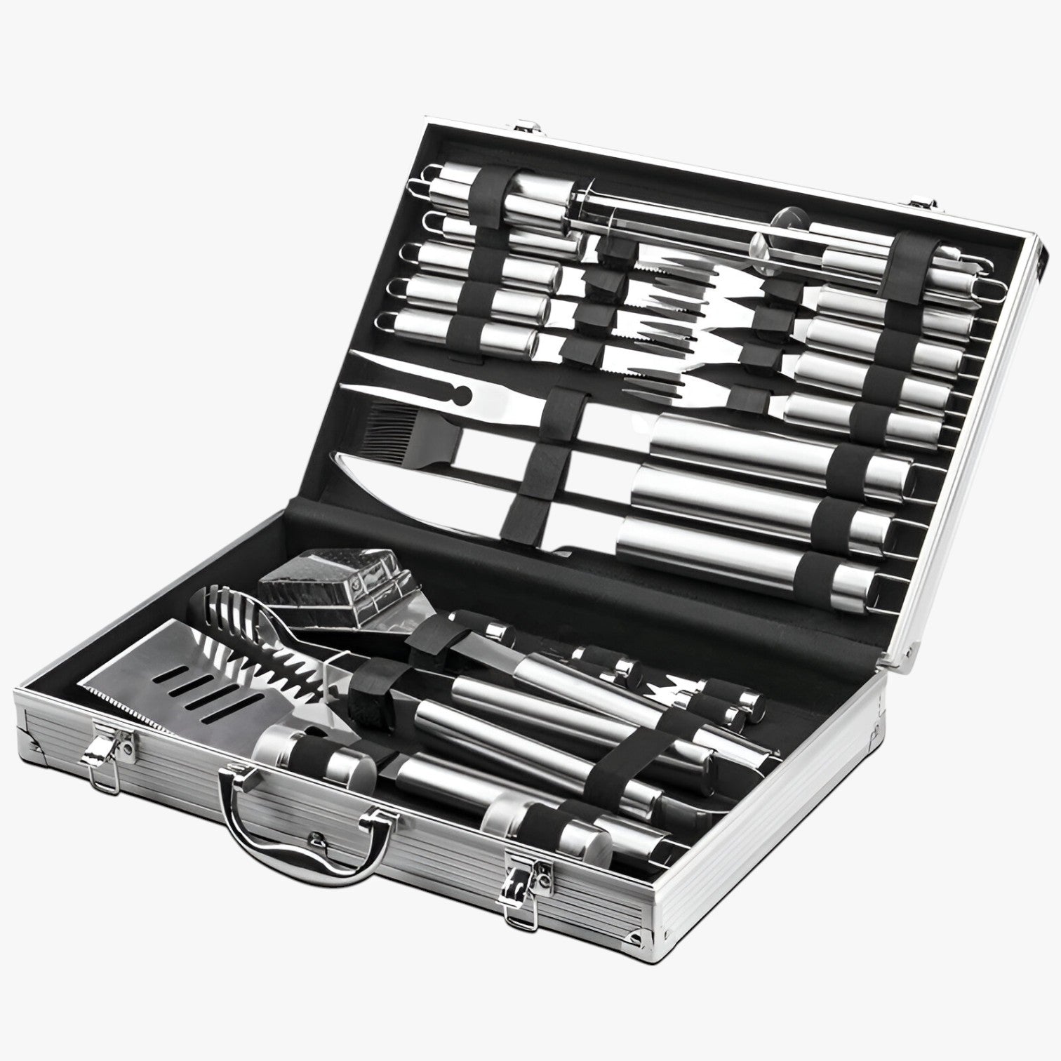 Set BBQ Portatile Completo in Acciaio Inox con Utensili - Ideale per Campeggio e Giardino - - completo completo ultimo Kitchen kitchen & dining kitchen tools portatile sostenibile ultimo uomo - Concept Palermo