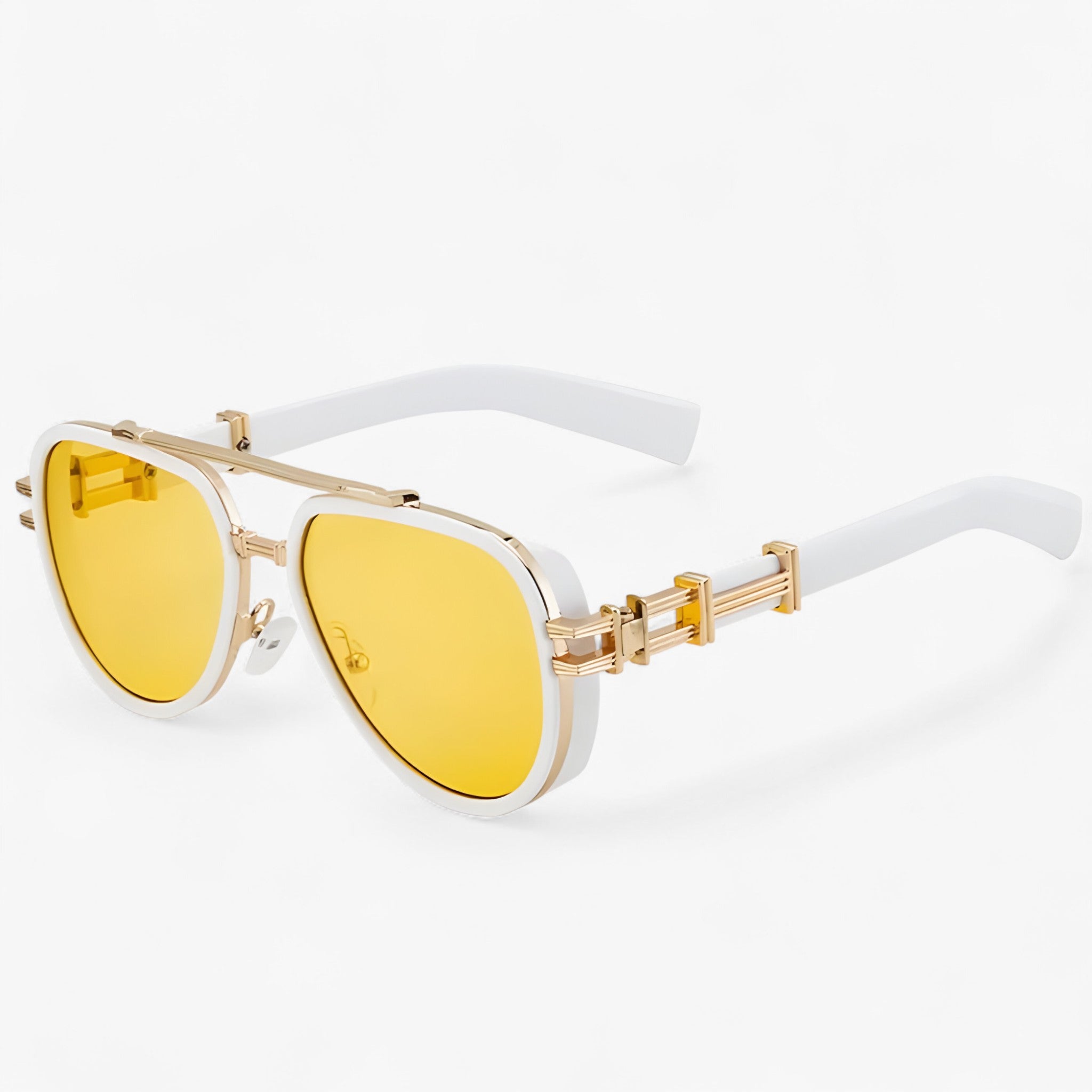 Occhiali da sole polarizzati steampunk oversize Uomo - Oro bianco giallo - accessoires occhiali occhiali sole oversize polarizzati sole steampunk sunglasses uomo zonnebrillen - Concept Palermo