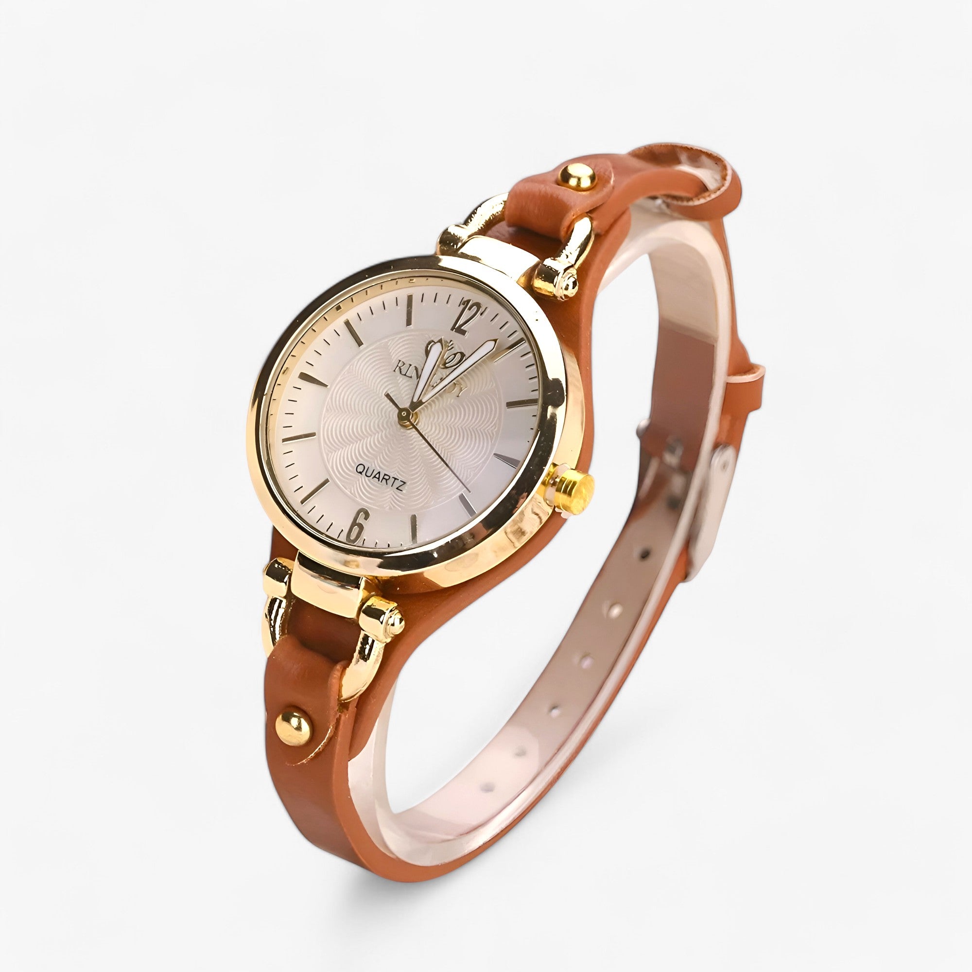 Orologio Donna Sottile con Bracciale in Pelle PU Nero Elegante Minimalista - Marrone - bracciale donna ladies watch orologio orologio donna pelle sottile watch for women watches WOMEN wrist watches for women - Concept Palermo