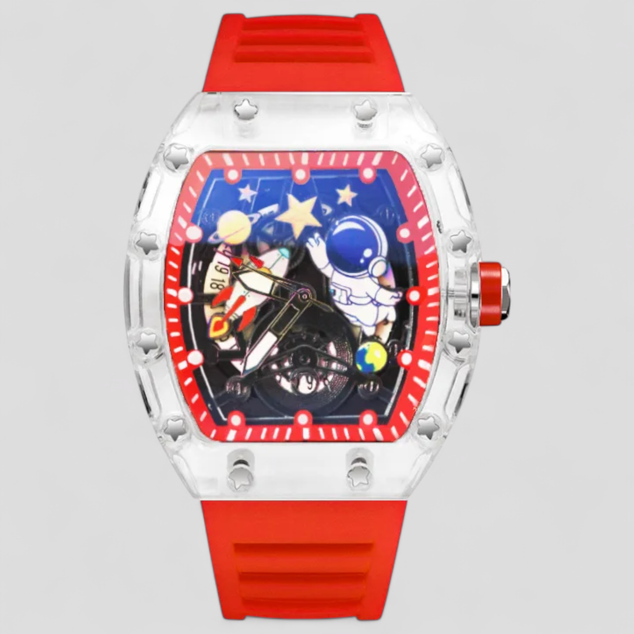 Orologio Meccanico Uomo Estivo Personalizzabile, Cassa Acciaio, Cinturino in Tessuto - Rosso brillante - estivo meccanico orologio orologio meccanico personalizzato uomo watch for men watch for women watches WATCHES FOR MEN - Concept Palermo