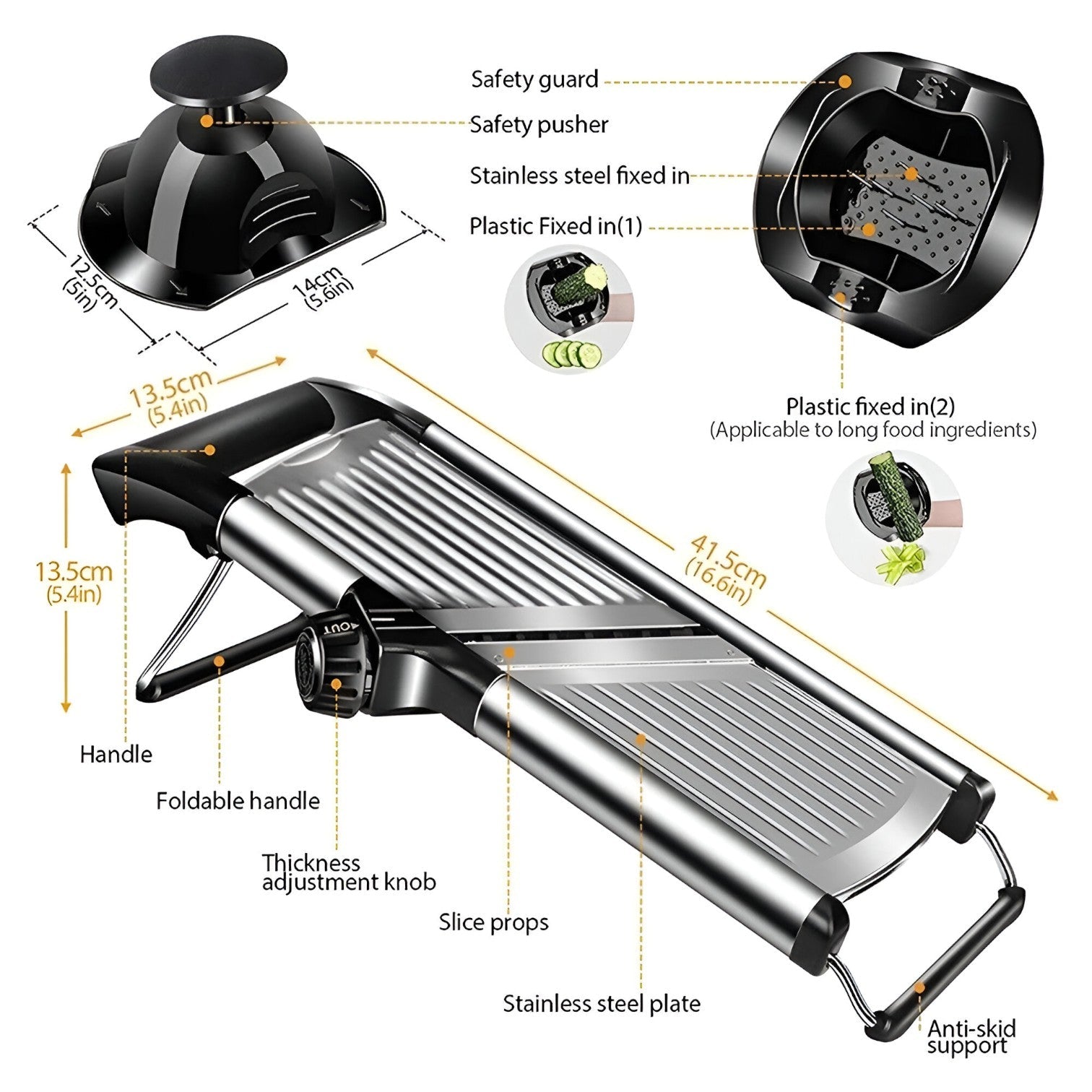 Mandolina Regolabile in Acciaio Inossidabile – Affettare Verdure Velocemente e in Sicurezza - - acciaio affettare inossidabile Kitchen kitchen & dining kitchen accessory kitchen tools mandolina mandolina regolabile regolabile sicurezza - Concept Palermo