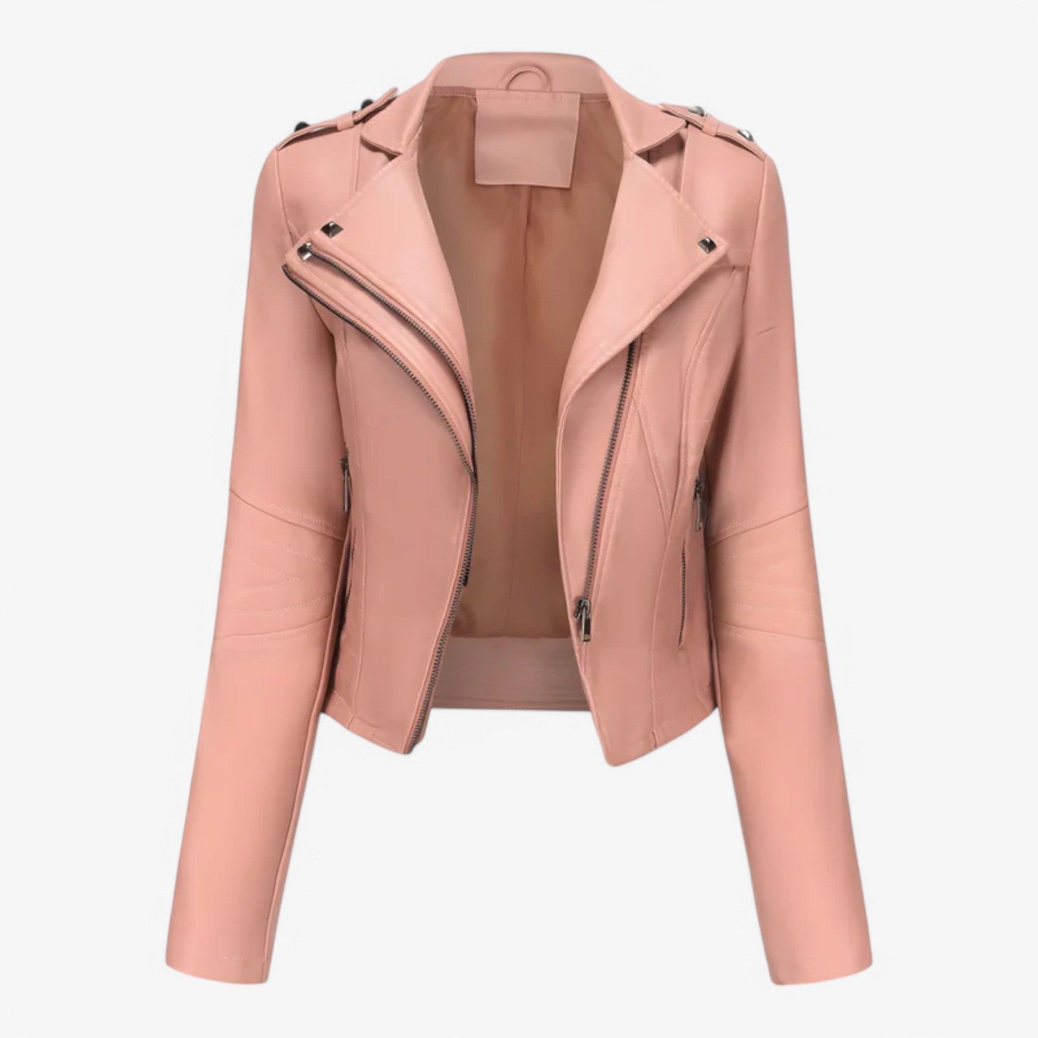 Giacca Biker Corta in Pelle Donna - Alta Qualita, Consegna Rapida - Rosa - biker corta donna giacca giacca biker pelle women's coats & jackets - Concept Palermo