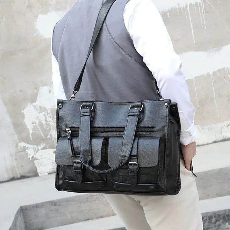 Borsa a spalla borsone in PU con manico in pelle tote borsa a tracolla laptop viaggio uomo business messaggero Boston crossbody laterale uomo borsa - - borsa borsa spalla borsone boston business crossbody laptop laterale Linen Men overig - Concept Palermo