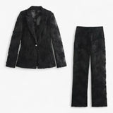 Geborduurde ceremoniejurk met parels en hoge taille broek Man