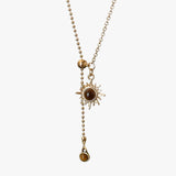 Tijgeroog zonnebloem ketting herfst/winter accessoire Lana Dames