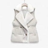 Gewatteerd gilet met kraag van synthetisch bont - verstelbare taille, koud weer, leer voor heren