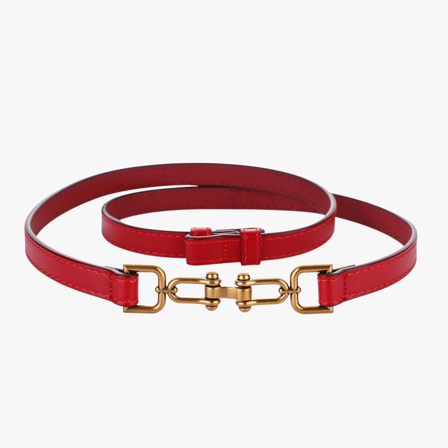 Cintura Sottile in Vera Pelle Nera da Donna Stile Coreano Elegante - Rosso 97cm CINA - Belts cintura cintura sottile coreano pelle sottile stile waist belt for women Womens belt - Concept Palermo