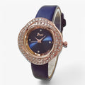 Reloj de mujer de piel con esfera de strass irregulares