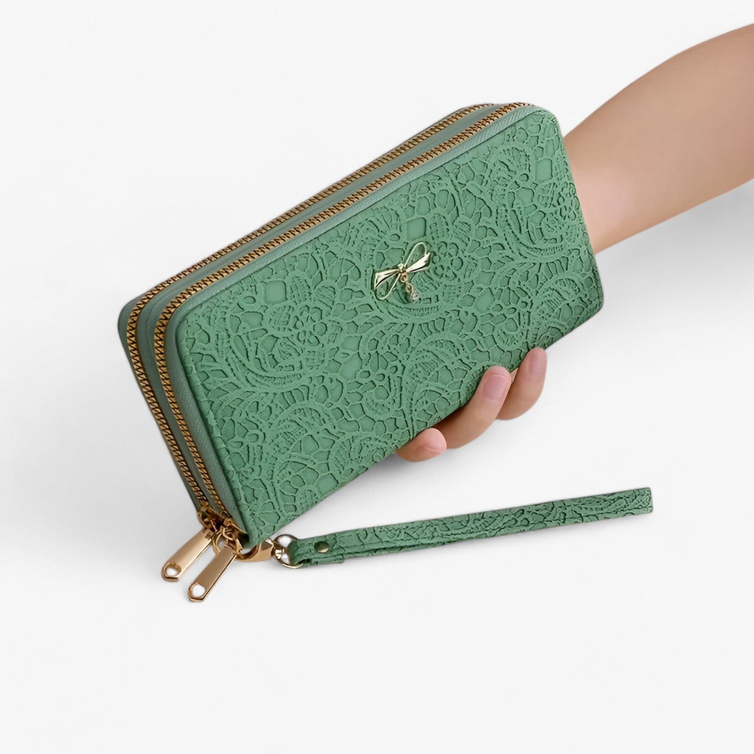 E Capiente con Rilievi in Pizzo - Verde - capiente capiente rilievi pizzo rilievi wallet wallets womens wallet - Concept Palermo
