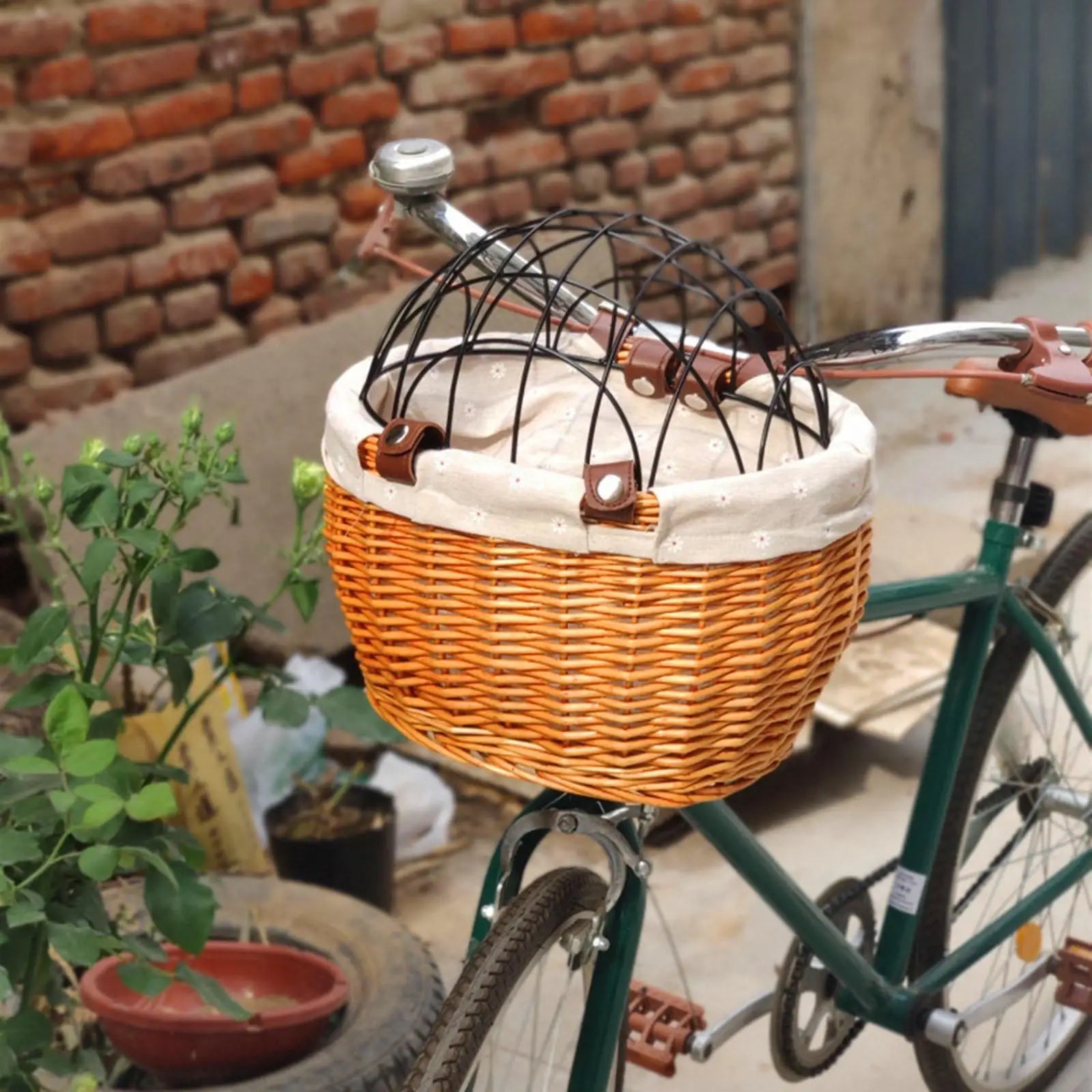 Cestino bici anteriore per cani piccoli, in vimini, con griglia di sicurezza - Cognac - anteriore basket for dogs bicicletta bike basket cani cestino cestino bicicletta parte pets & supplies sulla - Concept Palermo