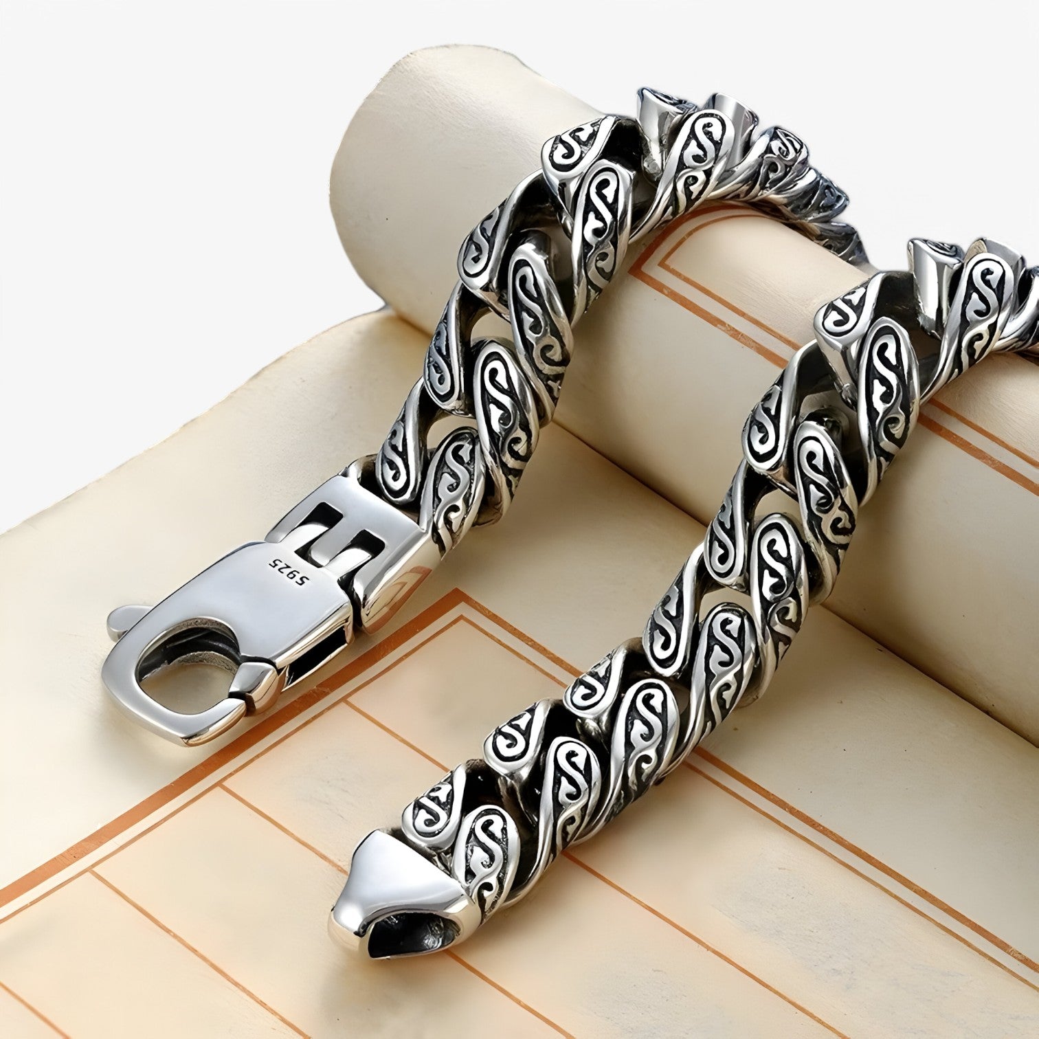 Bracciale in Argento Sterling con Motivo Unico Uomo - - bracciale bracciale sterling BRACELET jewelry mens accessory mens bracelet motivo sterling uomo - Concept Palermo