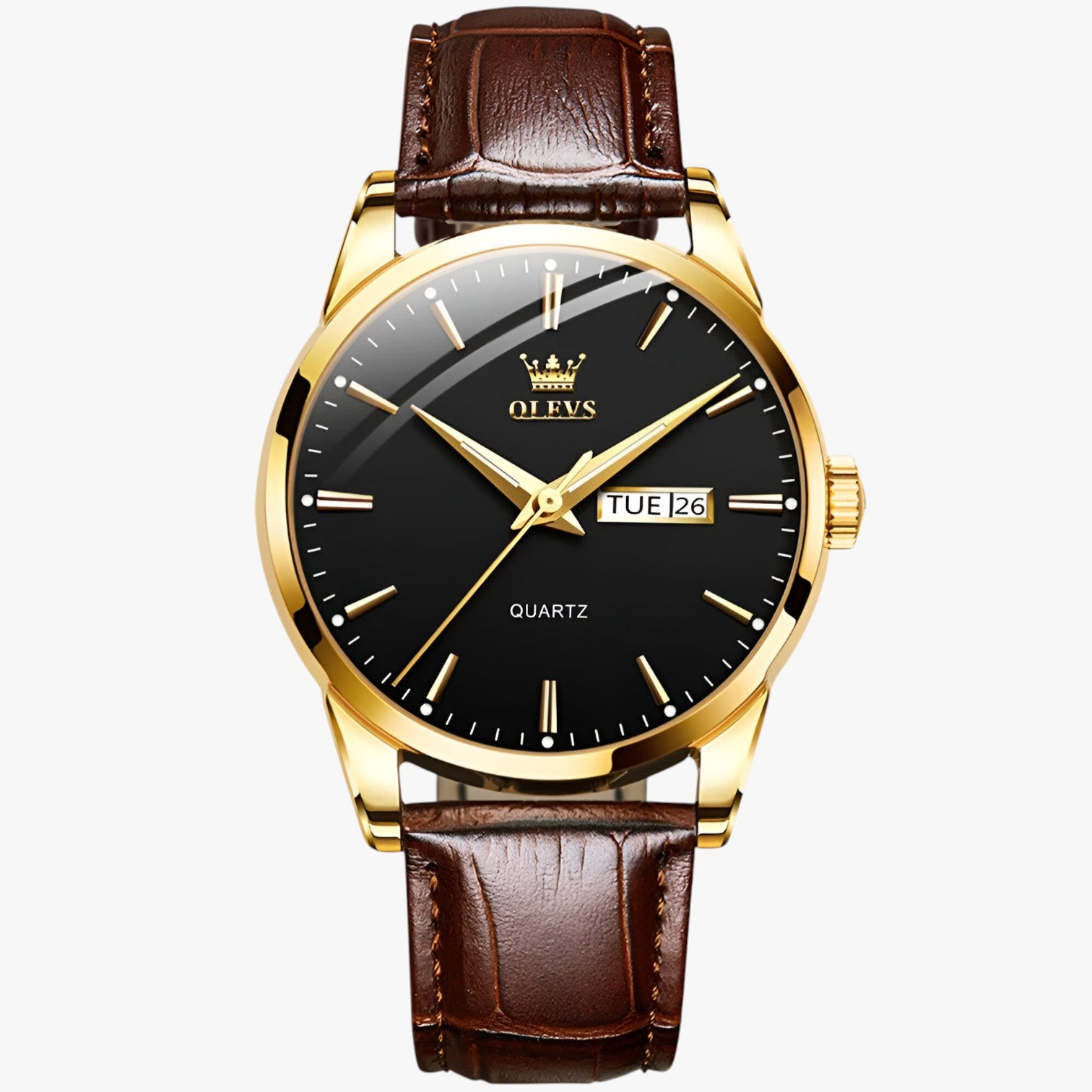 Orologio Classico da Uomo in Vera Pelle, Impermeabile, Elegante - Nero dorato - impermeabile orologio orologio pelle pelle uomo watch watch for men watches WATCHES FOR MEN - Concept Palermo