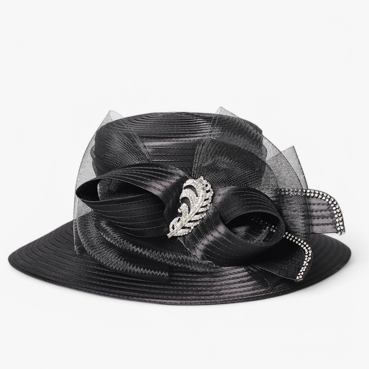 Cappello da festa nuziale di lusso – Satin con bordo largo - - bordo cappello cappello festa festa hat Hat for girls largo nuziale satin sun hat Sun Hats women hat women's hat - Concept Palermo