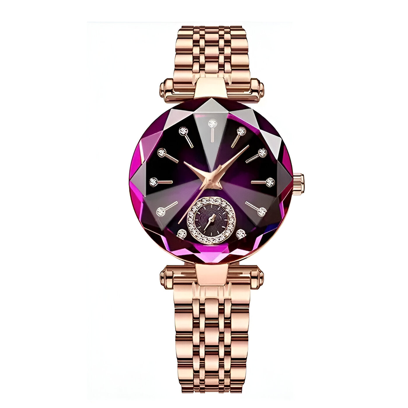 Orologio da donna in acciaio con diamanti e impermeabile - Oro Viola - acciaio diamanti donna female watch impermeabile orologio orologio donna watch for women watches - Concept Palermo