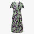 Vestito Floreale Donna Elegante in Chiffon con Scollo a V - Abito Estivo da Sera