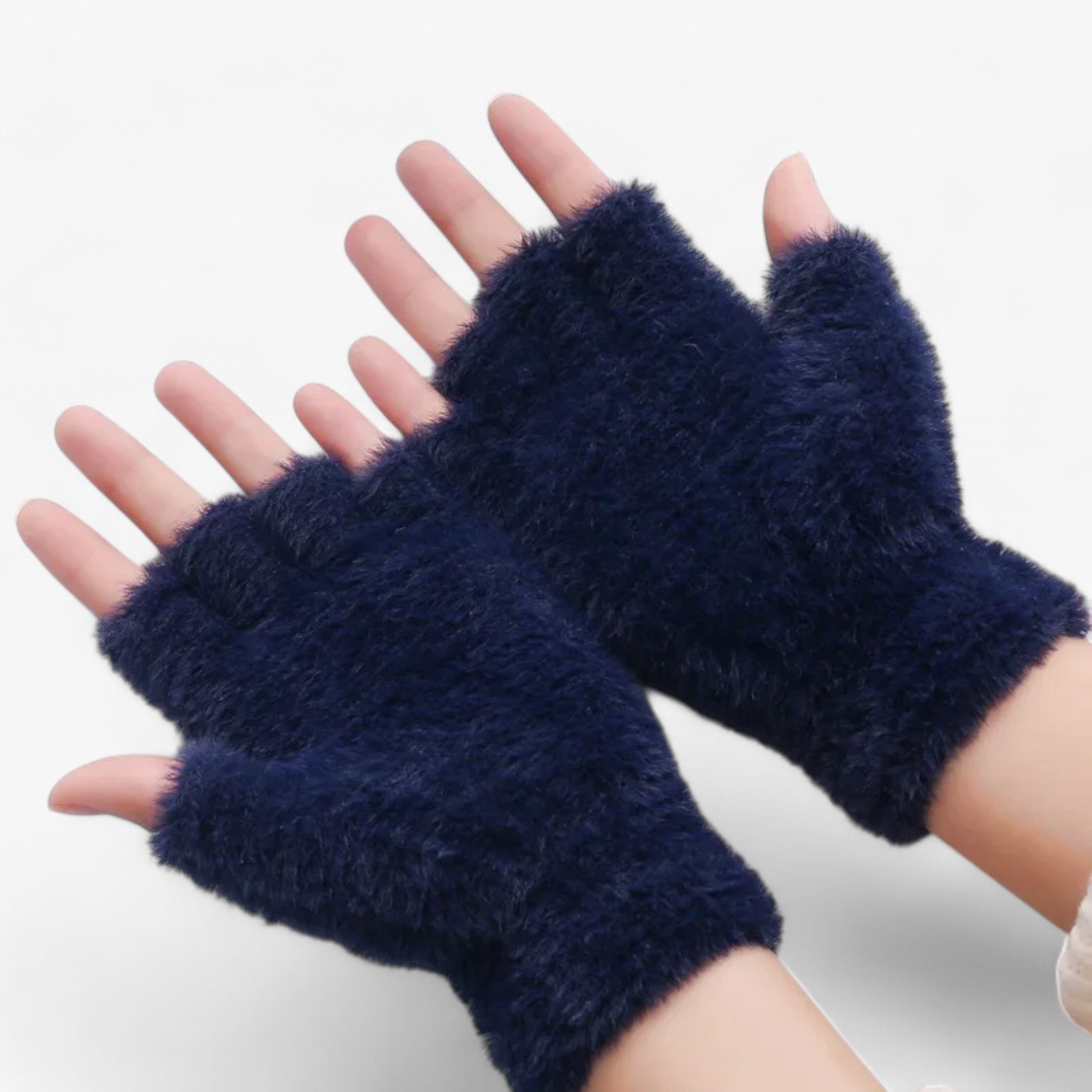 Guanti in mink sintetico a mezzo dito - Comfort caldo e touchscreen Uomo - Blu marino - caldo comfort dito gloves & mittens guanti guanti mink mezzo mink - Concept Palermo
