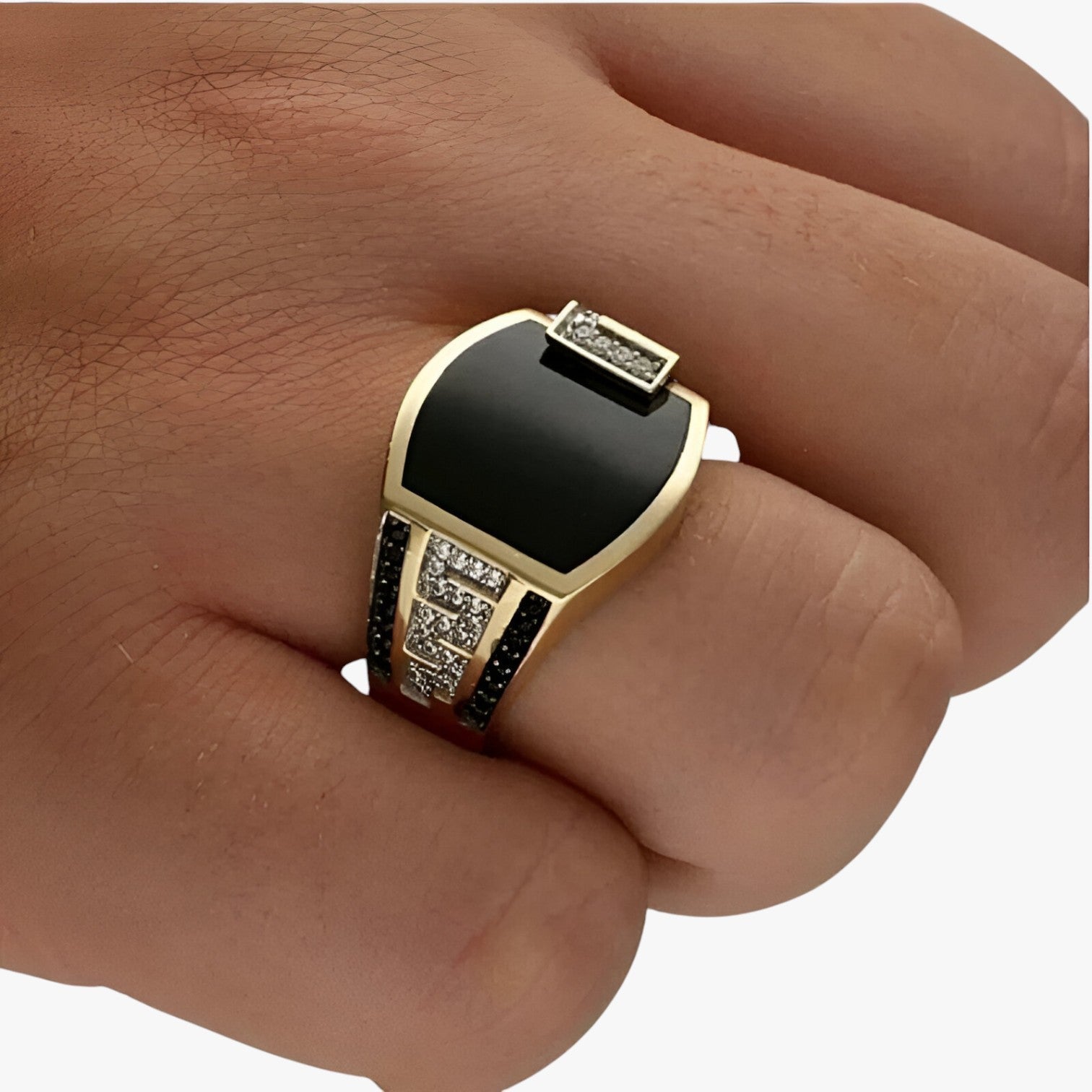 Anello da uomo - Luccicante dorato con look punk di lusso - - anello anello uomo jewelry look luccicante mens accessory mens ring punk Rings uomo - Concept Palermo