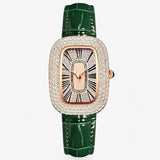 Groen Dameshorloge van Leer met Decoratieve Studs