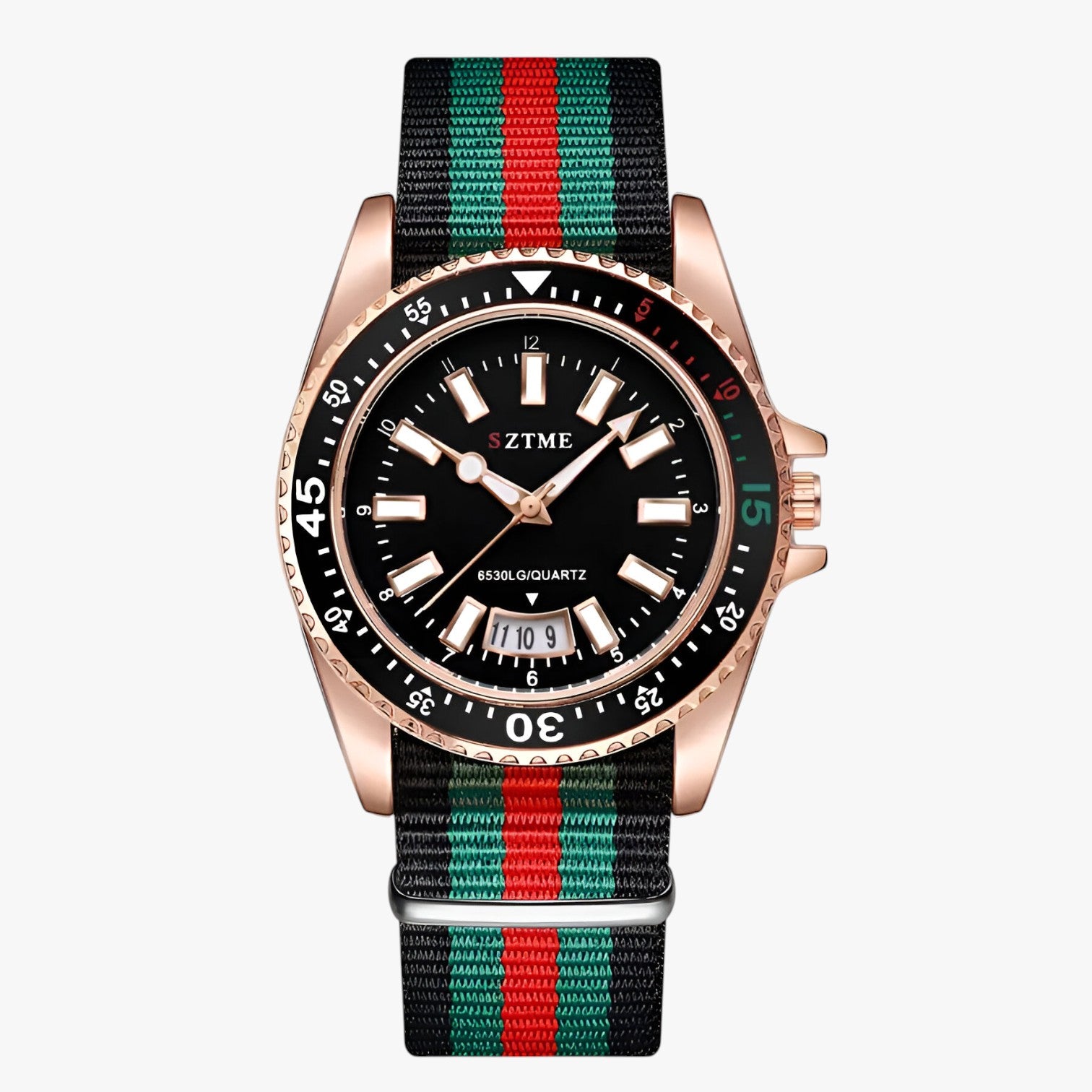 Orologio con cinturino in nylon e luce notturna Uomo - Nero Rosa Sì - cinturino luce notturna nylon orologio orologio cinturino uomo watch watch for men watches WATCHES FOR MEN - Concept Palermo