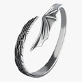 Bracciale in Argento 925 con Piuma Dorata Stile Vintage Punk Pelle
