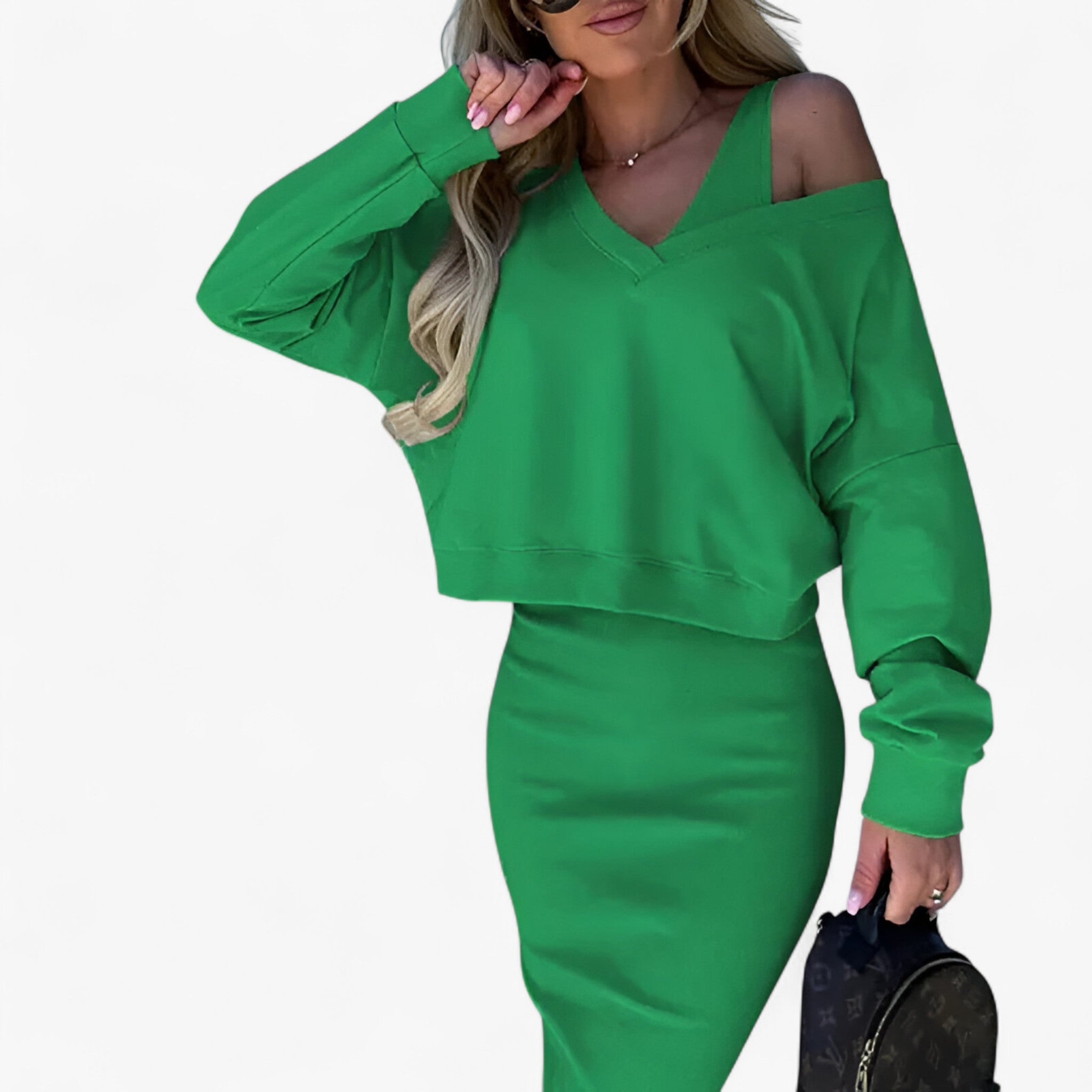 Set maglione e vestito – Comodo e sexy Donna - Verde - donna maglione maglione vestito outfit sets sexy vestito - Concept Palermo