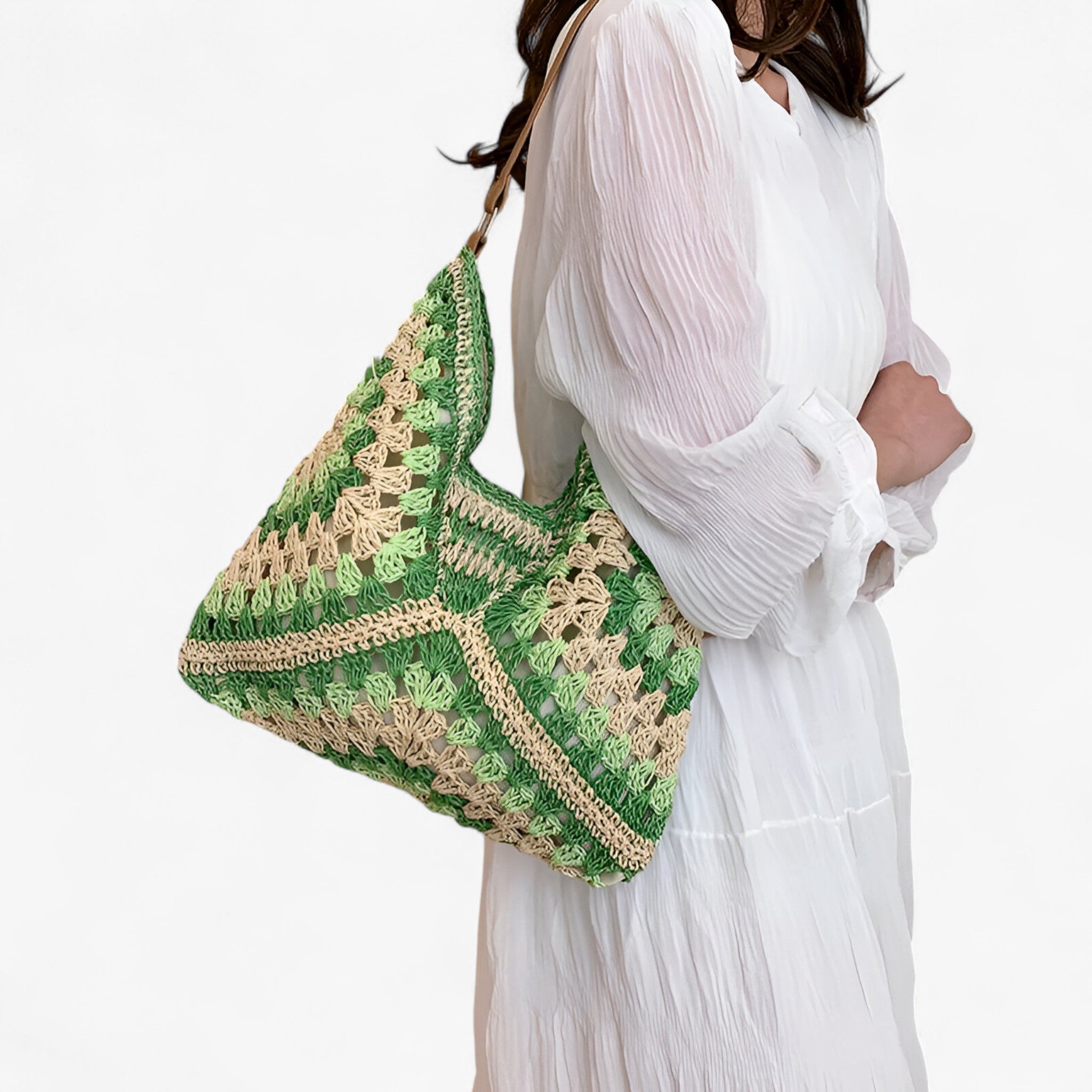 Borsa Donna Grande in Paglia Naturale Marrone con Manici in Vera Pelle - Stile Estivo Chic - - borsa borsa spalla donna estiva gracia | borsa a spalla estiva - €25 spalla - Concept Palermo