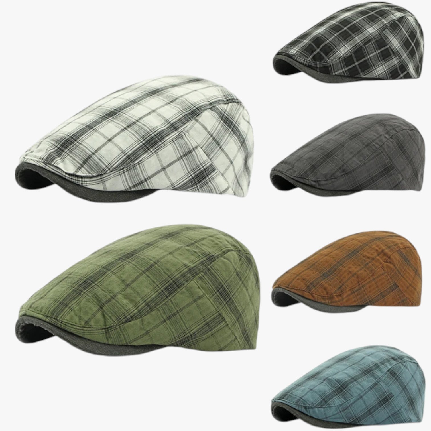 Berretto Tartan Retro in Cotone Uomo - - berretto berretto tartan caps cotone men's hat mens cap retro tartan uomo - Concept Palermo